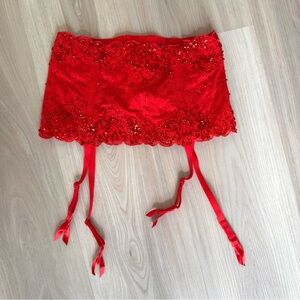 NEW Victorias Secret Very Sexy Red Garter Skirt Lace from 2001 S
